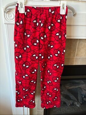 Kids Red Spider Web Fleece Pajama Pants Size S(6/7)